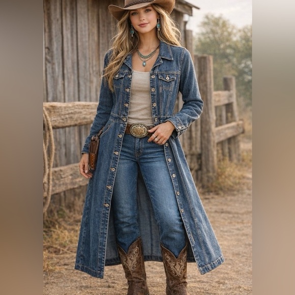 NWT $139 Classic Dark Denim Duster/Coat/Dress - Picture 8 of 13